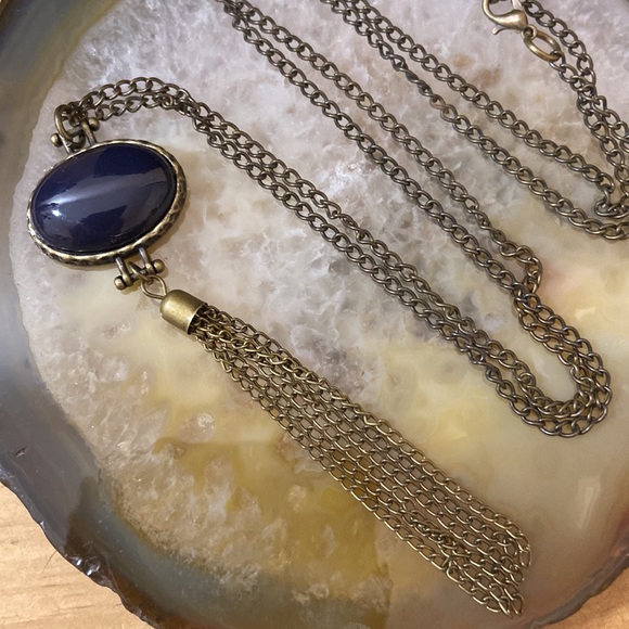 Sold do not share Dark blue tassel necklace - Picture 5 of 11